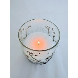 Glas med blomster p� ydersiden 10 x 13 cm