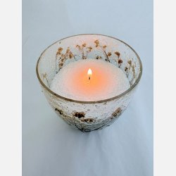 Glas med blomster og glimmer p� ydersiden - 10 x 10 cm