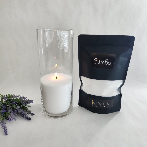 Sampak - Hvidt lyssand og cylinderformet vase - Mellem