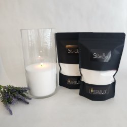 Sampak - Hvidt lyssand og cylinderformet vase - Stor