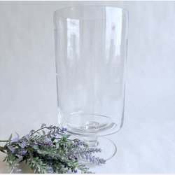 Glasvase - Cylinderformet med fod 14x25 cm