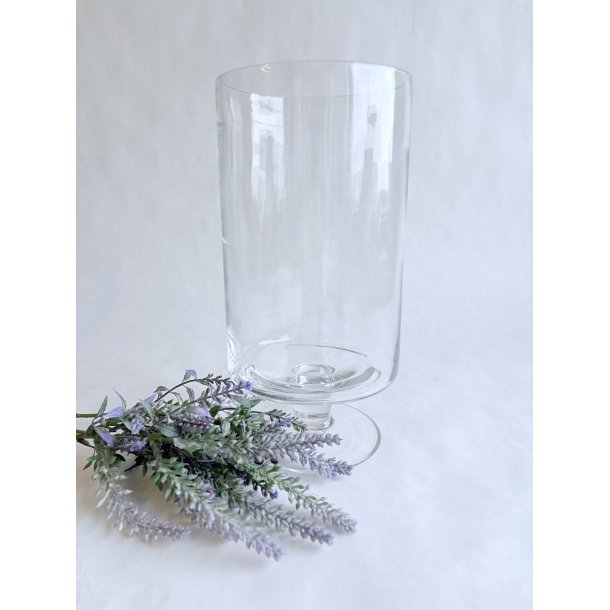 Glasvase - Cylinderformet med fod 14x25 cm