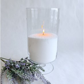 Glasvase - Cylinderformet med fod 14x25 cm