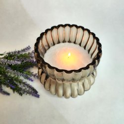 Vase med riller - Warm grey - 15x14 cm