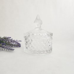 Glaskrukke med l�g - Harlekin Klar 9x11 cm