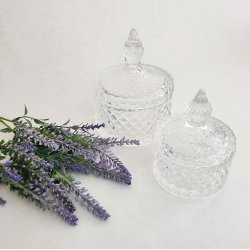 Glaskrukke med l�g - Harlekin Klar 11x14 cm