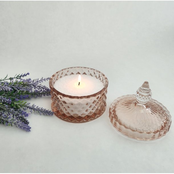 Glaskrukke med l�g - Harlekin Ros� 11x14