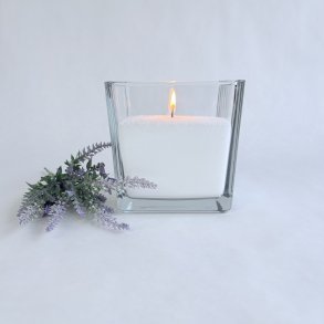 Firkantet glasvase - Stor - 14x4x14 cm