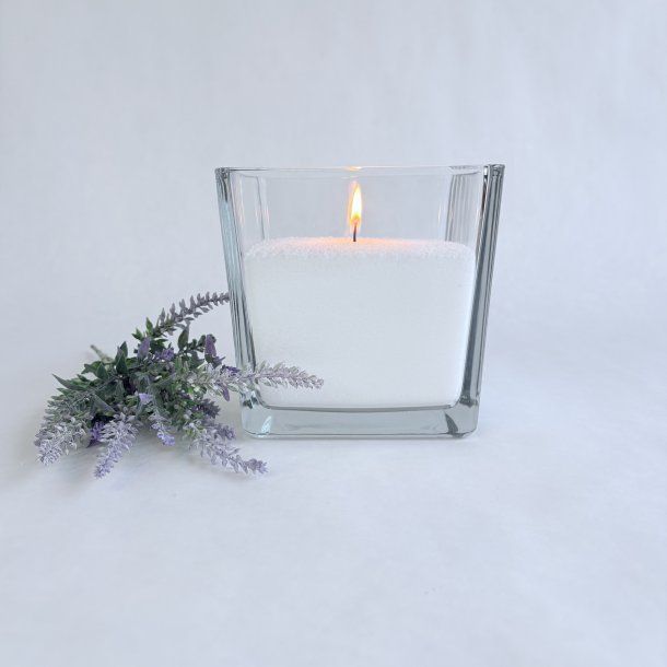 Firkantet glasvase - Stor - 14x4x14 cm