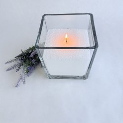 Firkantet glasvase - Stor - 14x4x14 cm