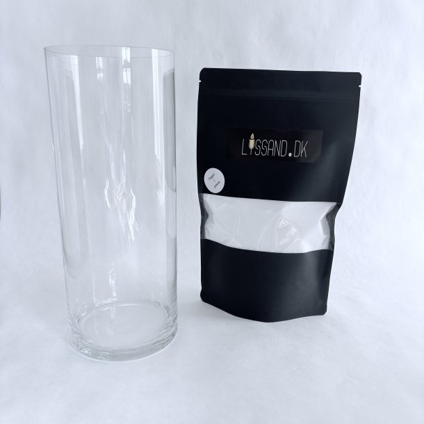 Sampak - Hvidt lyssand og cylinderformet vase - Mellem