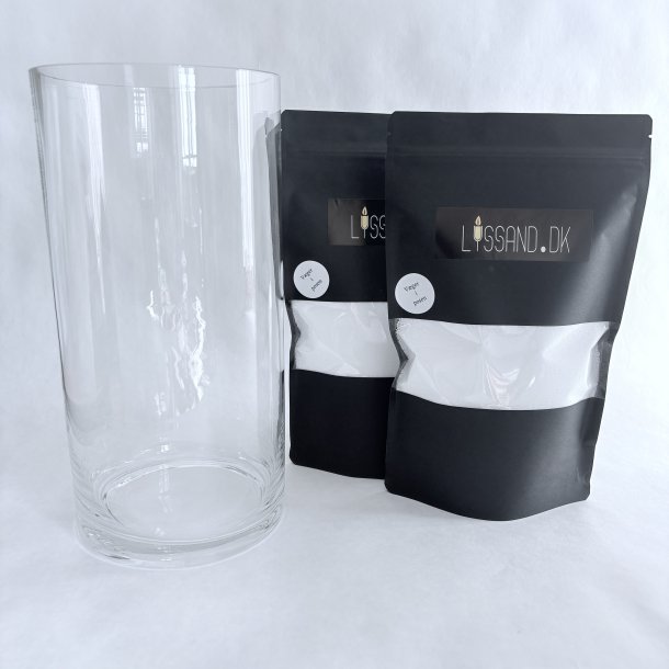 Sampak - Hvidt lyssand og cylinderformet vase - Stor