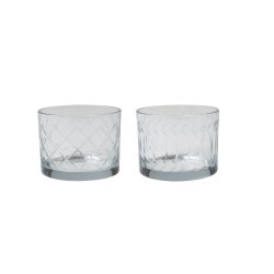Glassk�l med slibninger - 2 stk - 8x10 cm