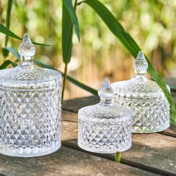 Glaskrukke med l�g - Harlekin Klar 11x14 cm