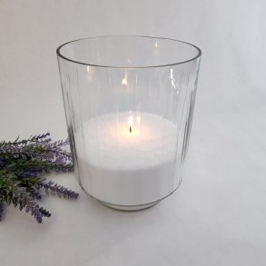 Glasvase med riller 14x17 cm