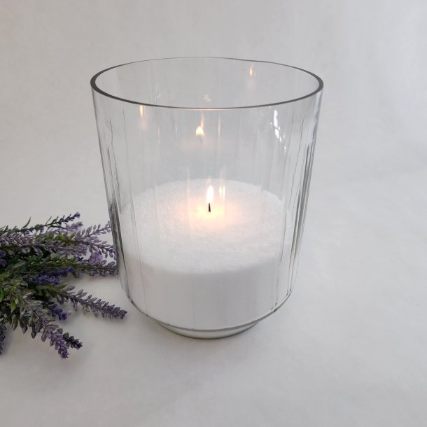 Glasvase med riller 14x17 cm