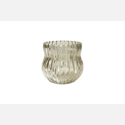 Vase med riller - Warm grey - 15x14 cm