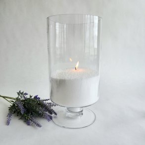 Glasvase - Cylinderformet med fod 15x29 cm