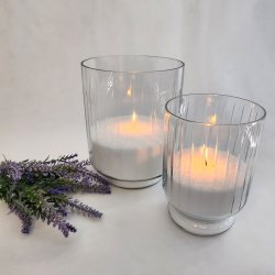 Glasvase med riller 14x17 cm