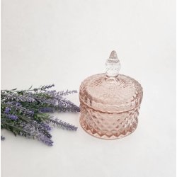 Glaskrukke med l�g - Harlekin Ros� 11x14