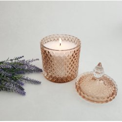 Glaskrukke med l�g - Harlekin Ros� 11x17 cm