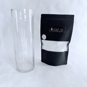 Sampak - Hvidt lyssand og cylinderformet vase - Small